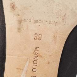 Pre Owned Manolo Blahnik Black Satin Hangisi Pumps Size 39