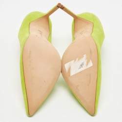 Pre Owned Manolo Blahnik Neon Green Suede BB Pumps Size 38.5