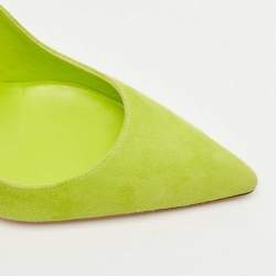 Pre Owned Manolo Blahnik Neon Green Suede BB Pumps Size 38.5