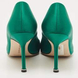 Manolo Blahnik Green Satin Hangisi Pumps Size 38.5