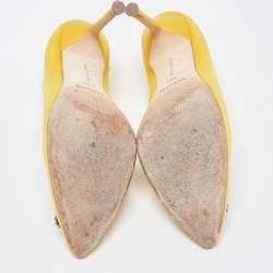 Manolo Blahnik Yellow Satin Hangisi Pumps Size 38.5