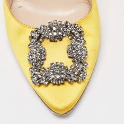 Manolo Blahnik Yellow Satin Hangisi Pumps Size 38.5