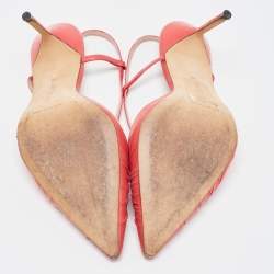 Pre Owned Manolo Blahnik Pink Pleated Leather Slingback Pumps Size 40