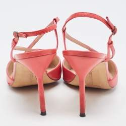 Pre Owned Manolo Blahnik Pink Pleated Leather Slingback Pumps Size 40