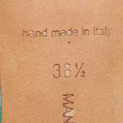 Pre Owned Manolo Blahnik Sky Blue Satin Nadira Crystal Embellished Pointed Toe Pumps Size 38.5