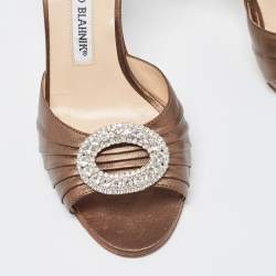 Pre Owned Manolo Blahnik Metallic Leather Sedaraby Pumps Size 36