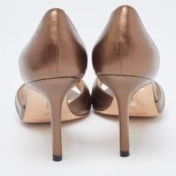 Pre Owned Manolo Blahnik Metallic Leather Sedaraby Pumps Size 36