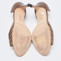 Pre Owned Manolo Blahnik Metallic Leather Sedaraby Pumps Size 36