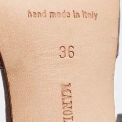 Pre Owned Manolo Blahnik Metallic Leather Sedaraby Pumps Size 36