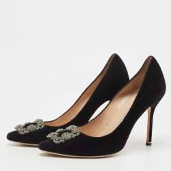 Manolo Blahnik Black Velvet  Hangisi Pumps Size 40