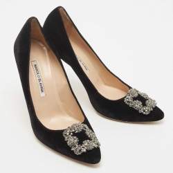 Manolo Blahnik Black Velvet  Hangisi Pumps Size 40