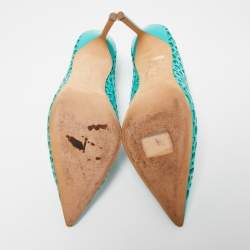 Pre Owned Manolo Blahnik Blue Laser Cut Leather BB Laserato Pumps Size 38