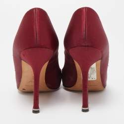 Manolo Blahnik Burgundy Satin Hangisi Embellished Pointed Toe Pumps Size 38