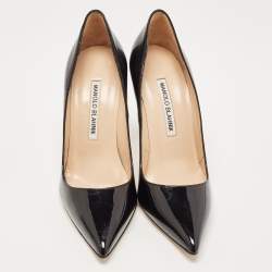 Pre Owned Manolo Blahnik Black Patent BB Pumps Size 36