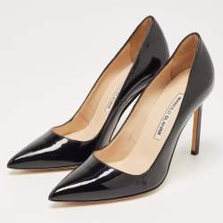 Pre Owned Manolo Blahnik Black Patent BB Pumps Size 36
