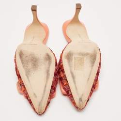 Pre Owned Manolo Blahnik Tricolor Embroidered Fabric Maysale Mules Size 38