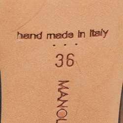 Pre Owned Manolo Blahnik Black Leather Bashifa Ankle Strap Sandals Size 36