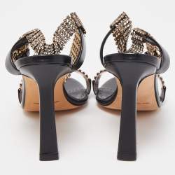 Pre Owned Manolo Blahnik Black Leather Bashifa Ankle Strap Sandals Size 36