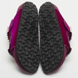 Pre Owned Manolo Blahnik x Birkenstock Purple Velvet Crystal Embellished Arizona Slides Size 36