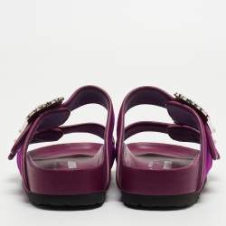 Pre Owned Manolo Blahnik x Birkenstock Purple Velvet Crystal Embellished Arizona Slides Size 36