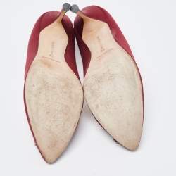 Pre Owned Manolo Blahnik Burgundy Satin Hangisi Pumps Size 38