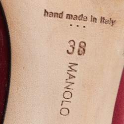 Pre Owned Manolo Blahnik Burgundy Satin Hangisi Pumps Size 38