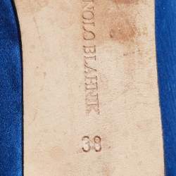 Pre Owned Manolo Blahnik Blue Satin Hangisi Ballet Flats Size 38