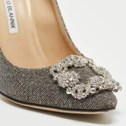 Manolo Blahnik Metallic Lurex Fabric Hangisi Pumps Size 37