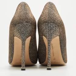 Manolo Blahnik Metallic Lurex Fabric Hangisi Pumps Size 37