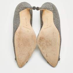 Manolo Blahnik Metallic Lurex Fabric Hangisi Pumps Size 37
