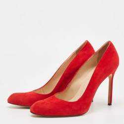 Pre Owned Manolo Blahnik Red Suede BB Round Toe Pumps Size 40