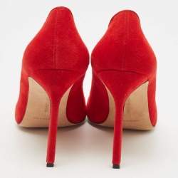 Pre Owned Manolo Blahnik Red Suede BB Round Toe Pumps Size 40