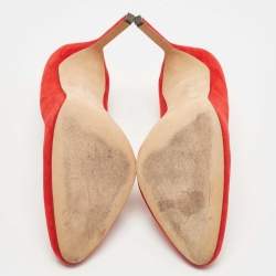Pre Owned Manolo Blahnik Red Suede BB Round Toe Pumps Size 40