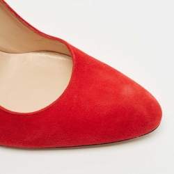 Pre Owned Manolo Blahnik Red Suede BB Round Toe Pumps Size 40