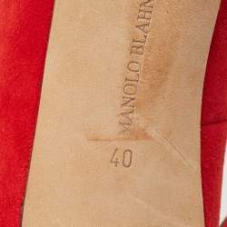 Pre Owned Manolo Blahnik Red Suede BB Round Toe Pumps Size 40