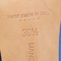 Pre Owned Manolo Blahnik Blue Satin Okkato Pumps Size 39.5