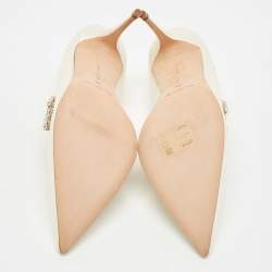 Manolo Blahnik White Satin Nadira Pumps Size 38