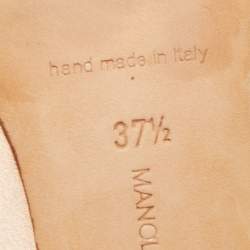 Pre Owned Manolo Blahnik Beige Satin Borlak Pointed Toe Pumps Size 37.5