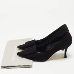 Pre Owned Manolo Blahnik Black Suede Maysale Pumps Size 36.5