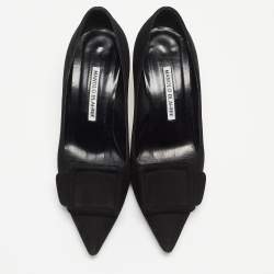 Pre Owned Manolo Blahnik Black Suede Maysale Pumps Size 36.5