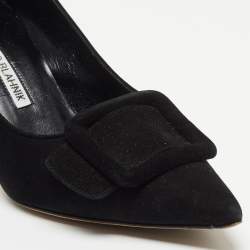 Pre Owned Manolo Blahnik Black Suede Maysale Pumps Size 36.5
