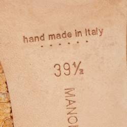 Pre Owned Manolo Blahnik Beige Lace and Satin Hangisi Crystal Embellished Pointed Toe Pumps Size 39.5