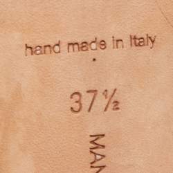 Pre Owned Manolo Blahnik Orange Leather Chaos Slide Sandals Size 37.5