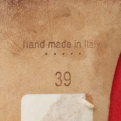 Pre Owned Manolo Blahnik Red Satin Leona Pumps Size 39