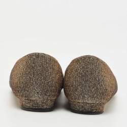 Pre Owned Manolo Blahnik Metallic Glitter Fabric Hangisi Crystal Embellished Ballet Flats Size 39