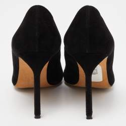 Pre Owned Manolo Blahnik Black Suede Round Toe Pumps Size 36.5