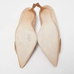 Pre Owned Manolo Blahnik Beige Suede Maysale Pumps Size 37.5