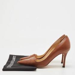 Manolo Blahnik Brown Leather Perforated Pumps Size 39