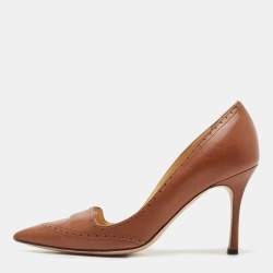 Manolo Blahnik Brown Leather Perforated Pumps Size 39