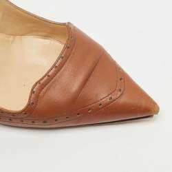 Manolo Blahnik Brown Leather Perforated Pumps Size 39